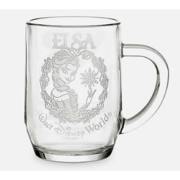 VTG Disney Frozen ELSA Etched DRINK GLASS MUG CUP 10oz Let It Go Arribas Bros. - Picture 1 of 2